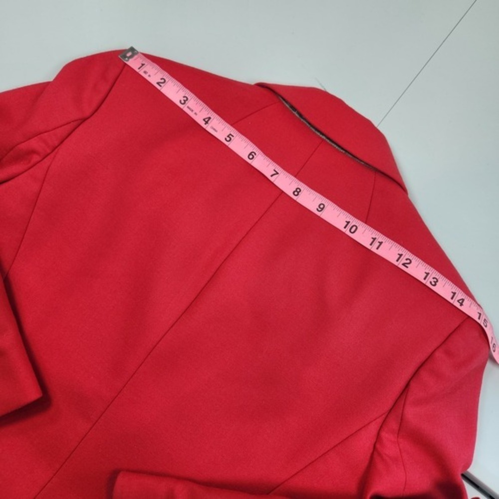 J.Crew Schoolboy Blazer Red Wool Blend Gold Crest Button Jacket Women's Size 0 - Picture 6 of 11